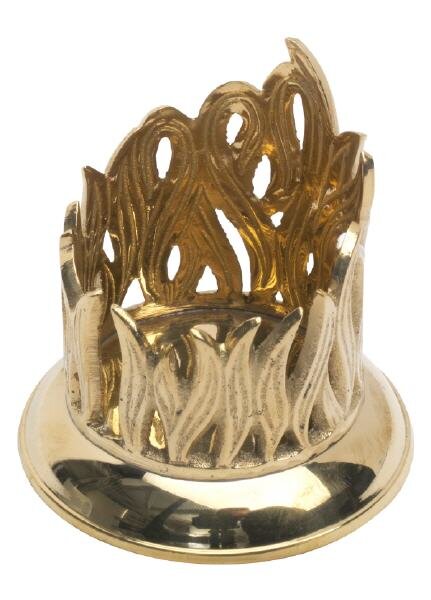 Kerzenhalter Flamme Messing Silber poliert für Kerzen  Ø 5 cm