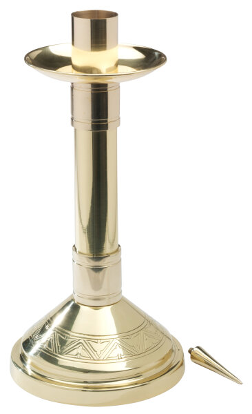 Altarleuchter Messing Gold H 33 cm Dorn und Tülle inkl. Ø 4 cm