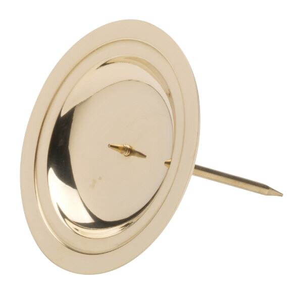 Adventskranzteller Messing Gold poliert Dorn abschraubbar Ø 7 cm