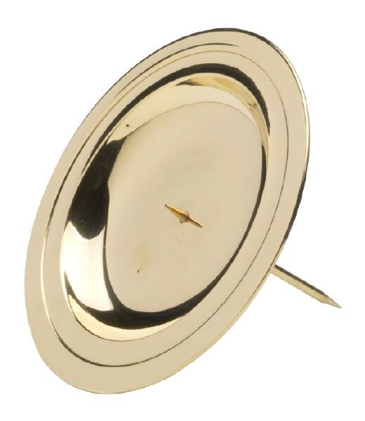 Adventskranzteller Messing Gold poliert Dorn abschraubbar Ø 13 cm